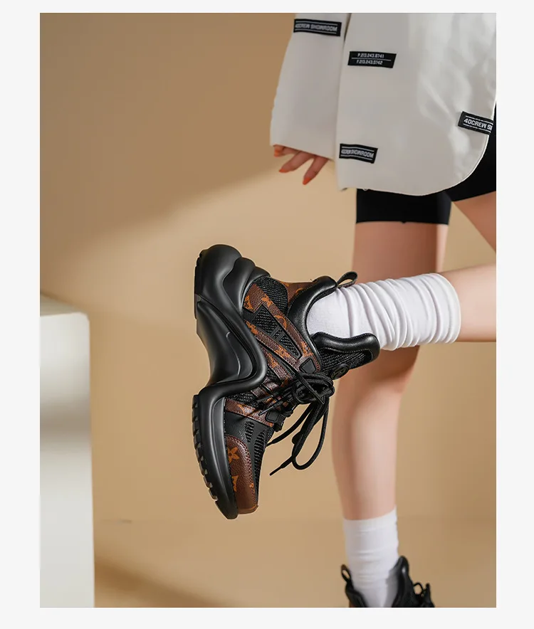 Stock X 2025 Luxury  Designer Sports Shoes Thick Soled Height Increasing Shoes Genuine Leather Casual Luxury Women Shoes