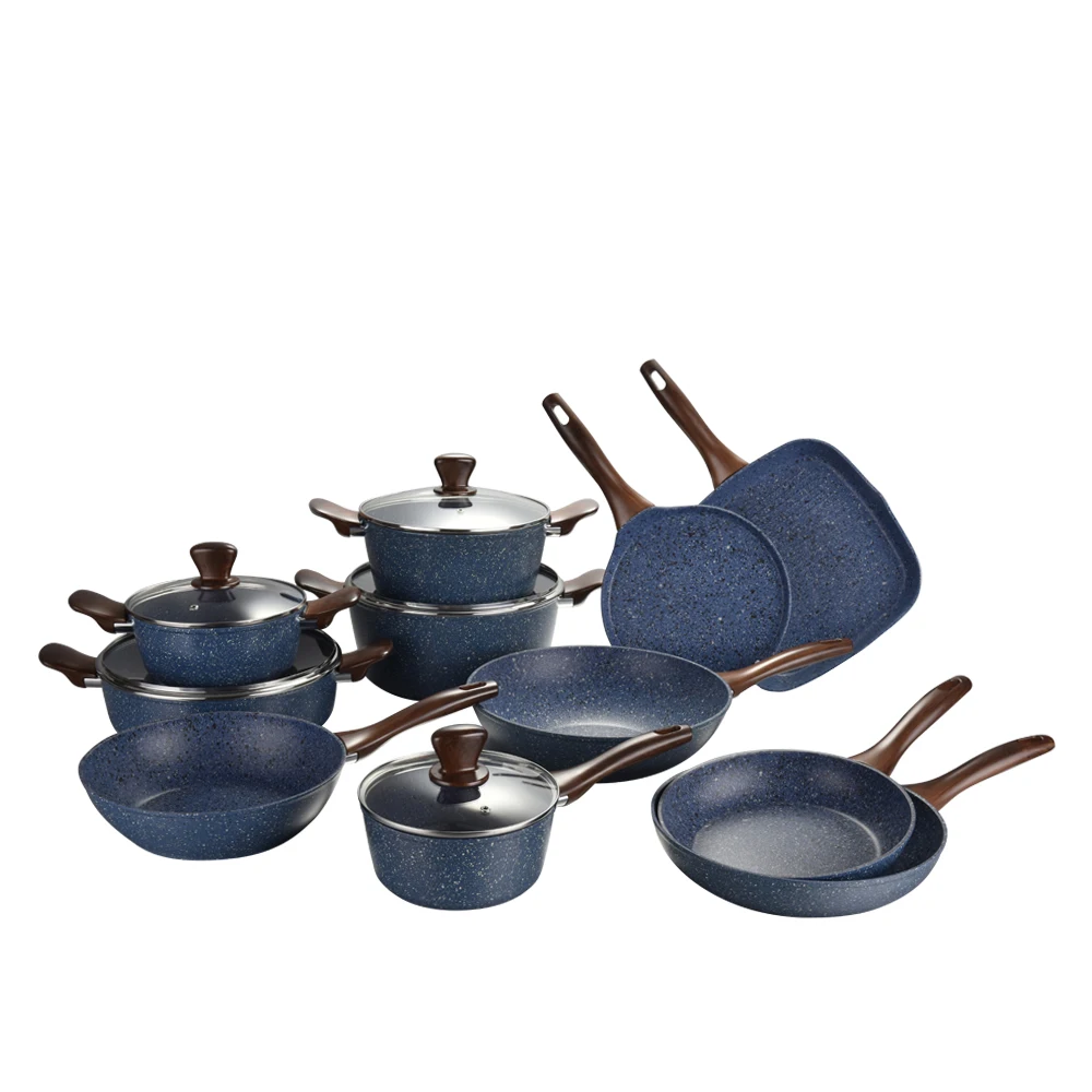 Бытовой прочный антипригарный литой алюминий 8 шт. набор кухонной посуды