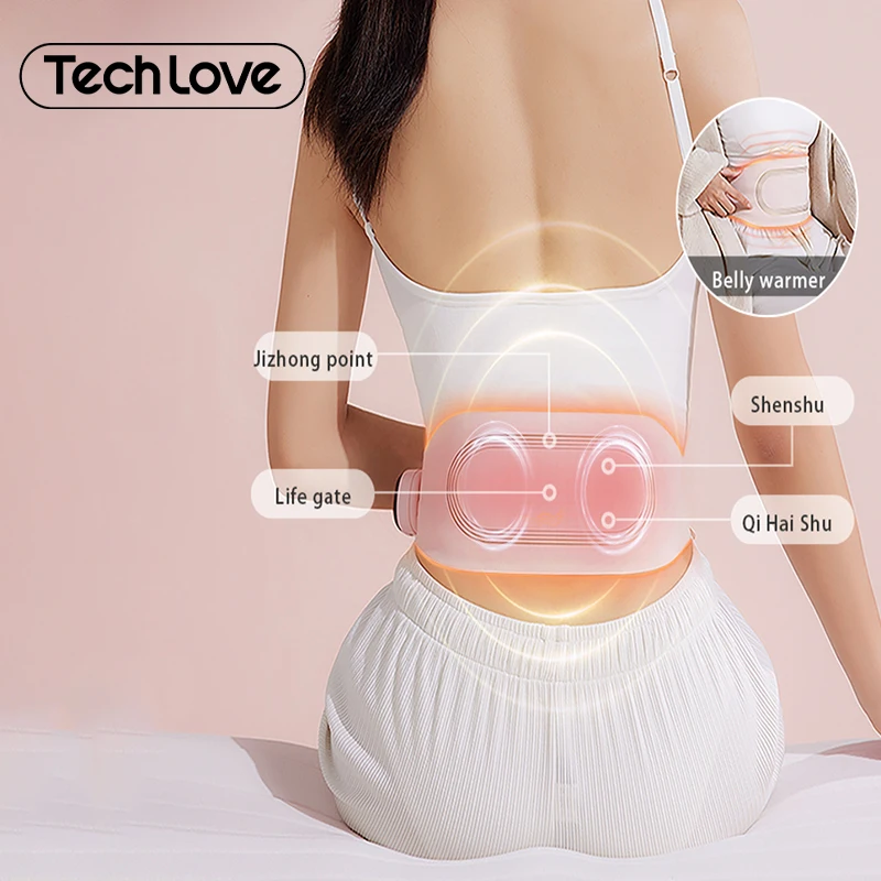 Tech Love Portable Abdominal Lightweight Soft Fabric Waist Massager Electric Heating Massager Pad Warm Palace Belt For Women