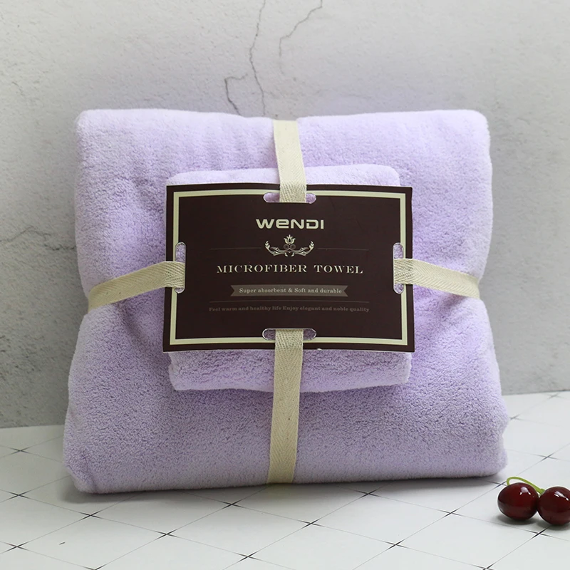 
promotion towel plain color soft microfiber gift towel set packing for family 