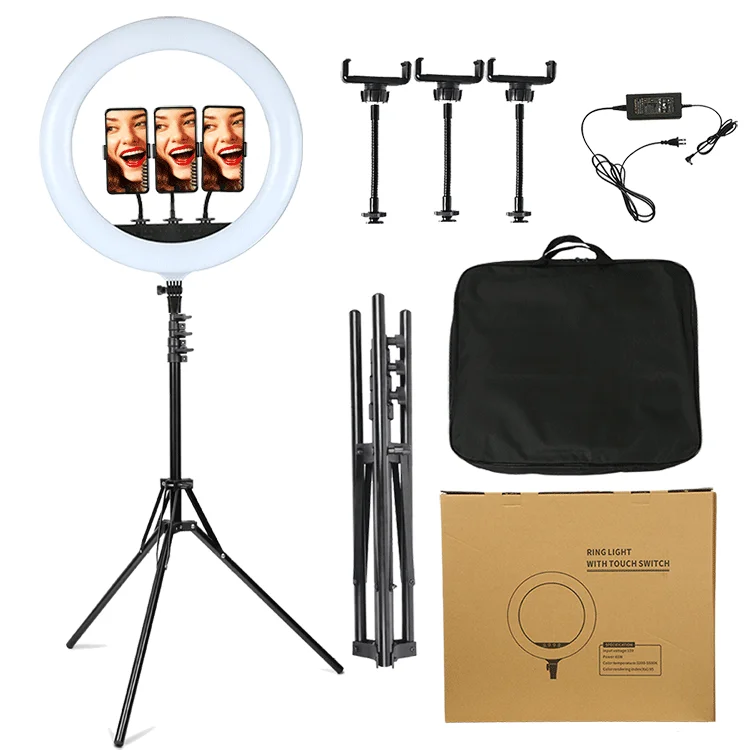 Microphone Tripod Stand With 18inch Ring Light For Livestream Youtube Video Recording Tiktok Stand