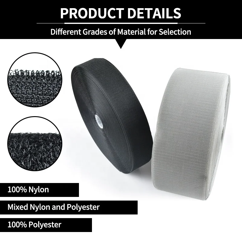 50mm hook and loop sew on custom sizes stretch hook loop fastener tape nylon fabric magic tape hook and loop velcroes
