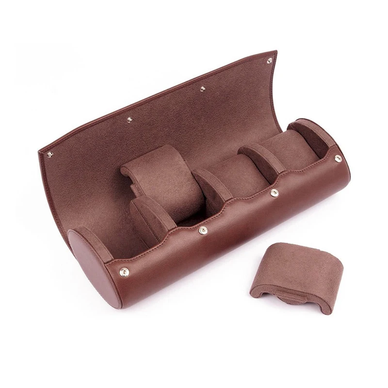 Custom Genuine PU Watch Box Organizer Watch Box Traveller 4 slots Watch Roll Case