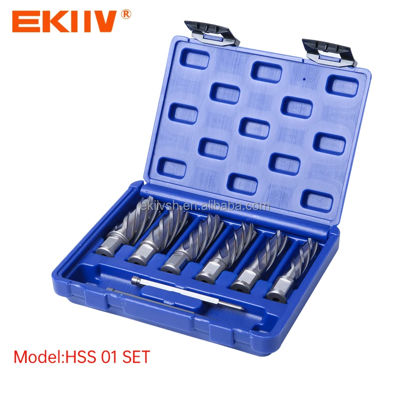 OEM EKIIV HSS 6PCS 16-26mm Ring Core Drill Bit Universal Handle Ring Tool with Positioning Needle Guide Pin Hole Tool