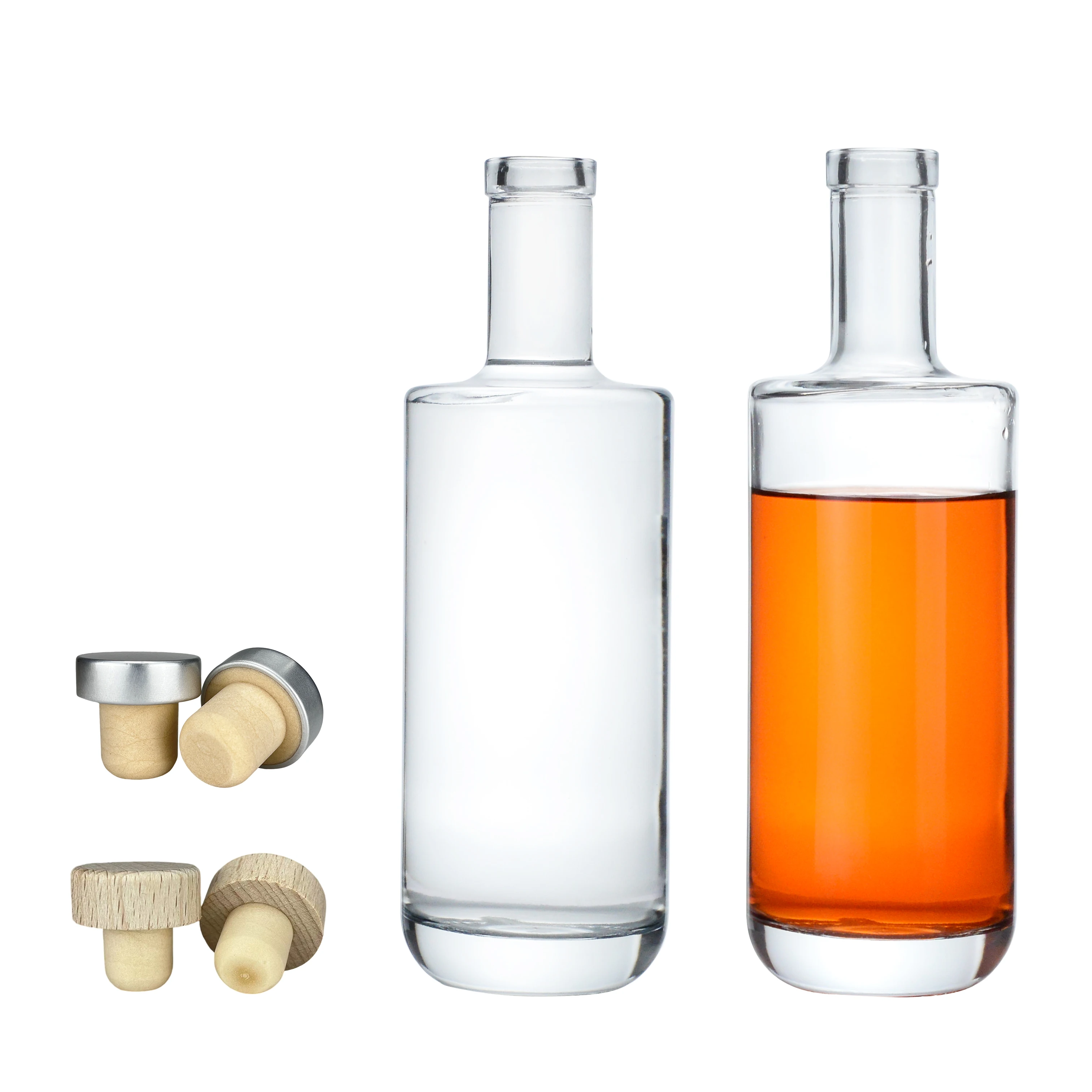 Wholesale 500ml 700ml 750ml Custom Shape Glass Bottles for Wine Whisky Beer Packaging for Rum Vodka Brandy Whiskey Brands