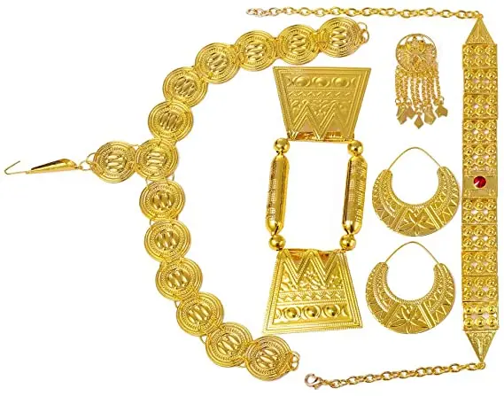 high quality  popular ethiopian gold color red stone women eritrean traditional wedding jewelry sets