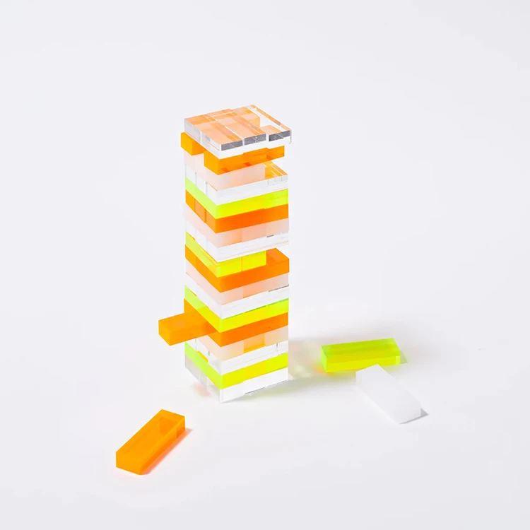 JERY High Quality Clear Acrylic Stacking Tower  Puzzle Game Tumbling Tower Game Block Toys acrylic cubes for boardgames