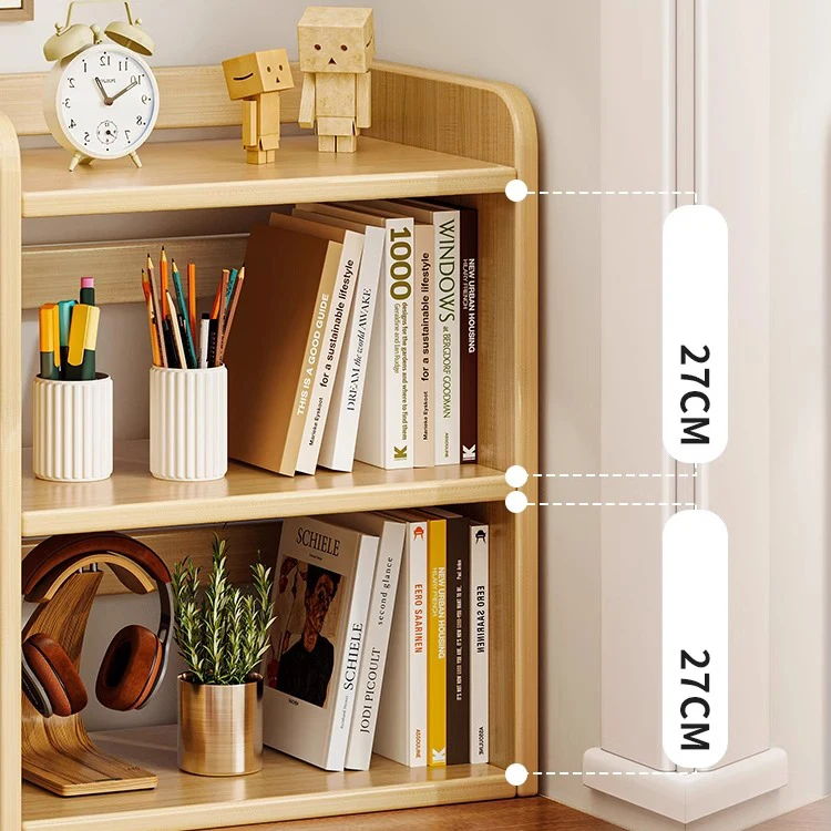 Desktop Solid Wood Bookshelf Home Storage Shelves Multi-tier Lattice Bookcase