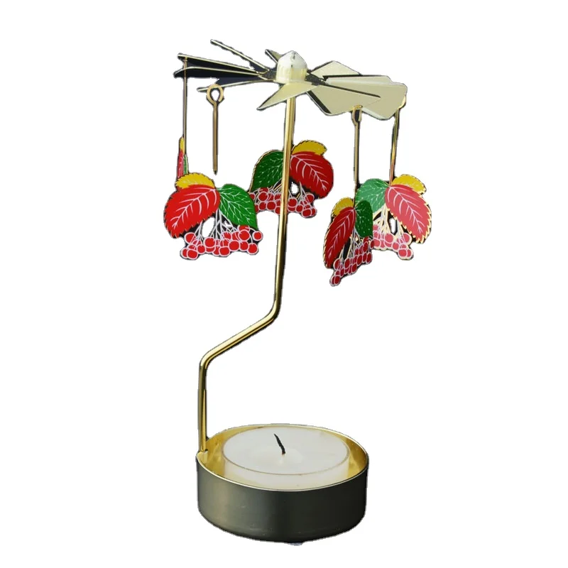 Factory new spinning candle holders Custom metal pattern rotary candle carousel