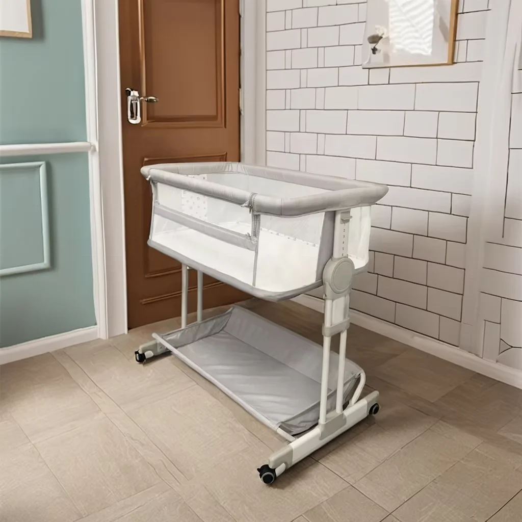 Baby 2-in 1 Customizable Indoor Safety Plastic Aluminum Kids Bed Folding Baby Cots