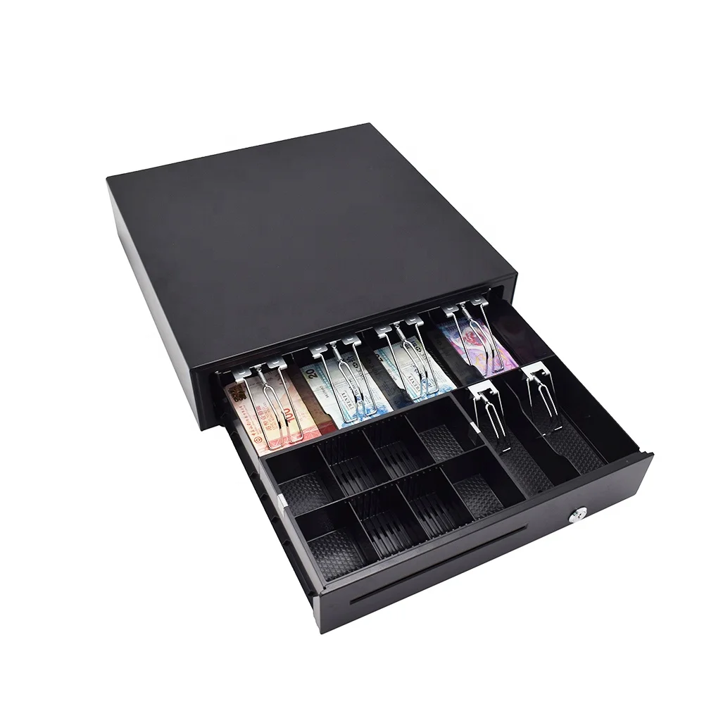 Rj11 Safe Pos System Cash Drawer 6 Bills 6 Coins Metal Cash Register With Lock Box cash
