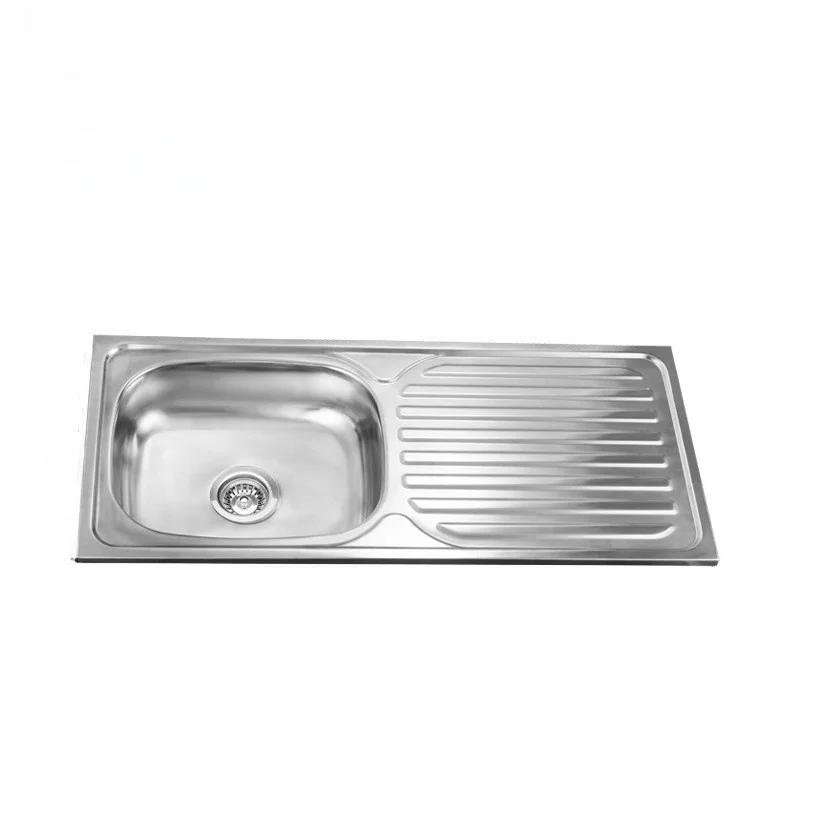 Stainless steel sink Household single bowl with work table kitchen sink Wash basin polished wash basin