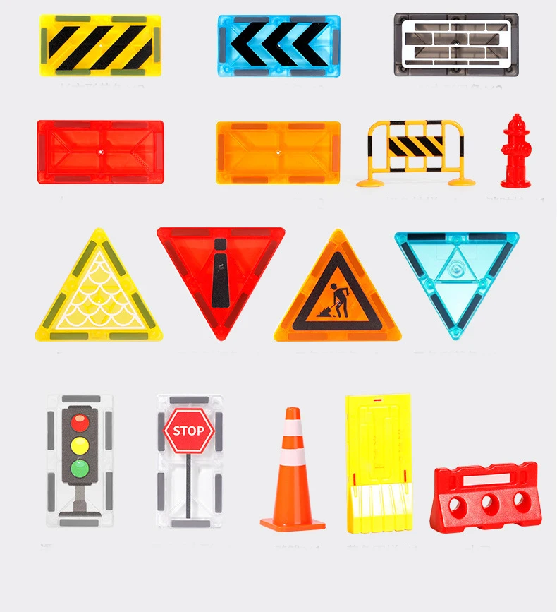 Qida 50 PCS Magnetic Construction Building Blocks Set crame Builder Road Set STEM Toys For Kids ASTM CPC
