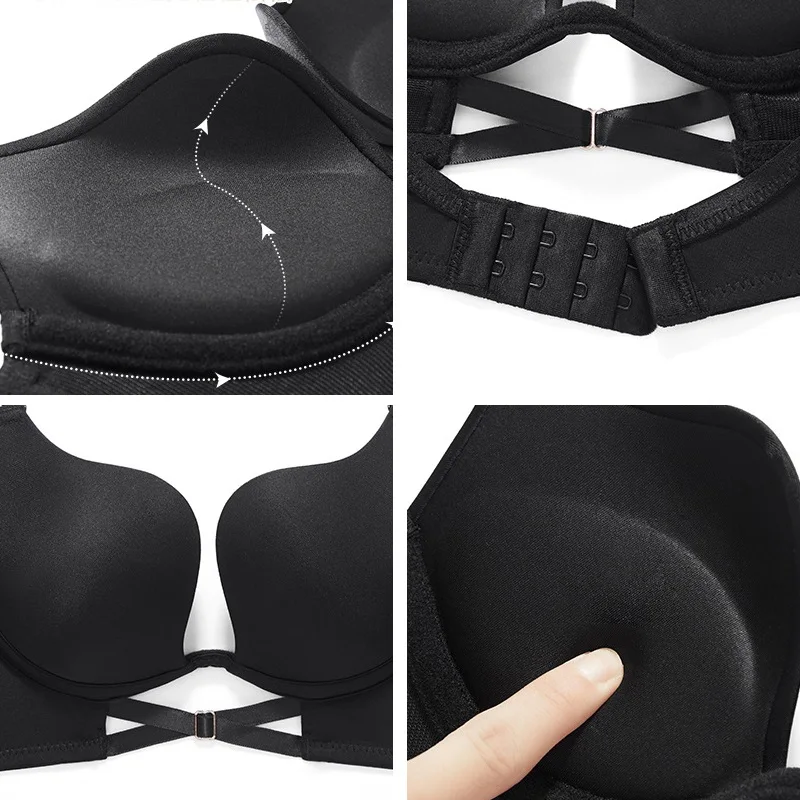 Backless Women Bras Push Up Bra Low Back Sexy Plunge Brassiere Multiway Invisible Seamless Deep U Lingerie for Ladies