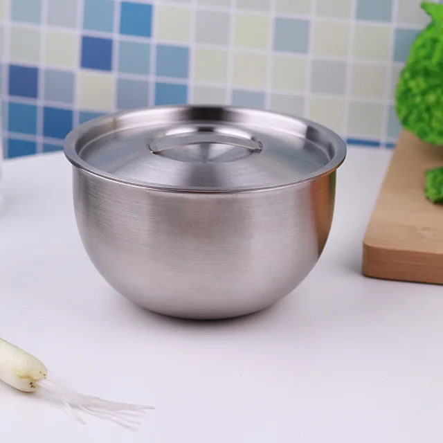 Stainless Steel Salad Bowl With Covers Lunch Box Fruit Food Storage Container Dinnerware Kitchen Tool