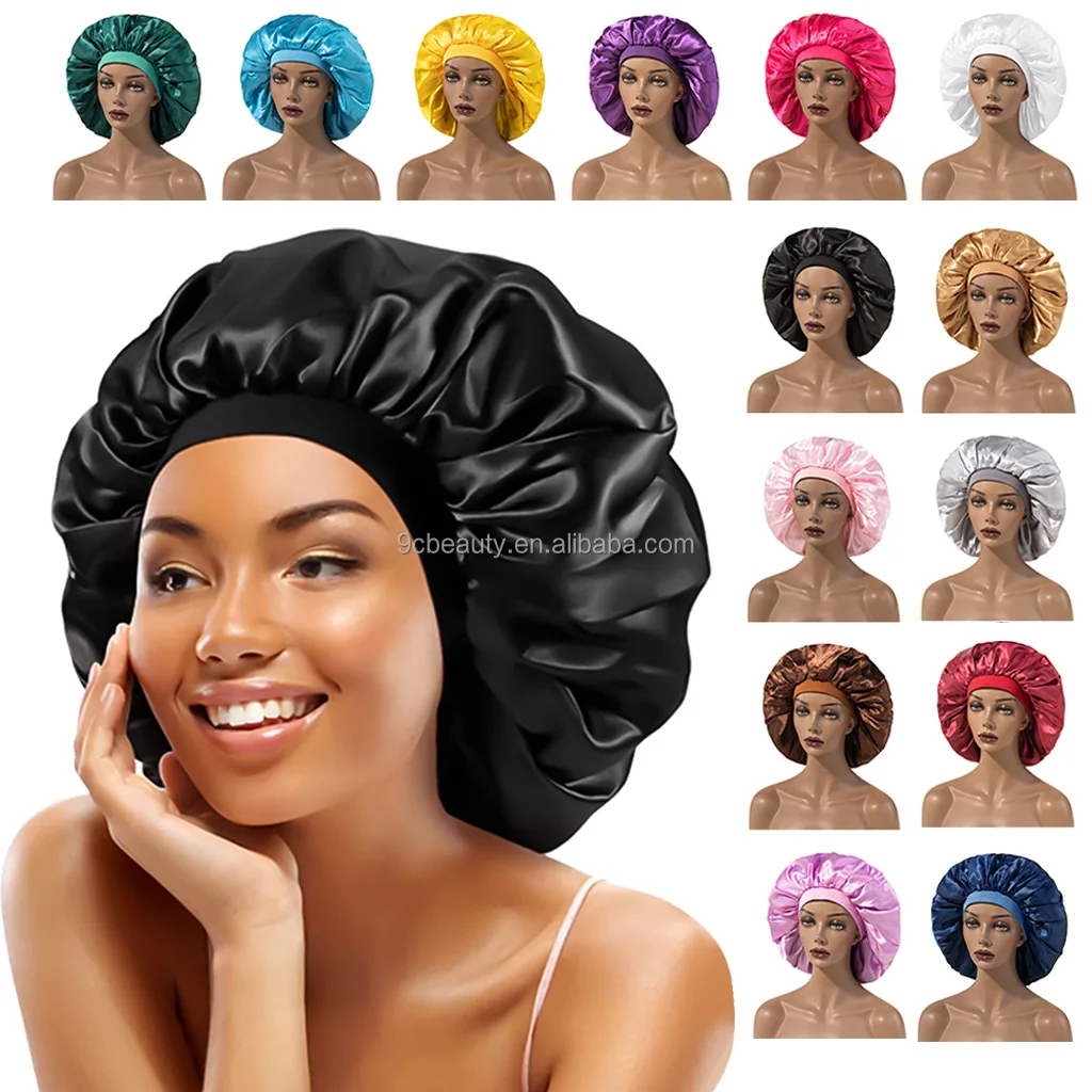 High quality factory wholesale silk bonnets large women satin bonnet with band