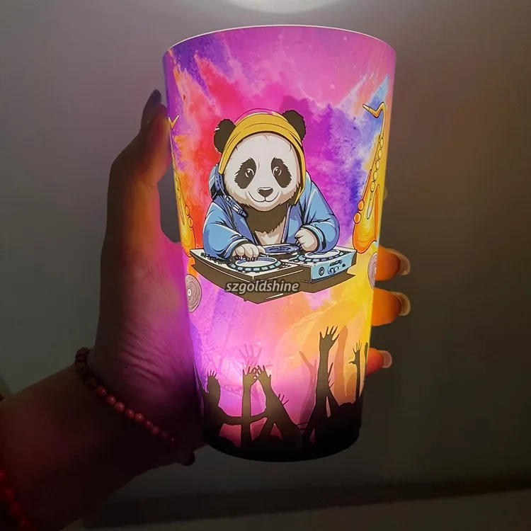 Custom Logo LED Flashing Drink Cups from RICHSHINING Customizable Logo Glowing Plastic Cups for Party