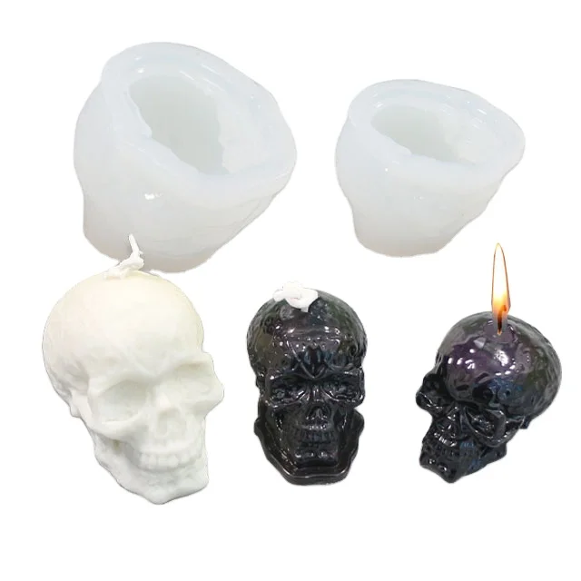 Skull Head Skeleton Spooky Halloween Candle Mold for Aromatherapy Candles Resin Chocolate Silicone Mold
