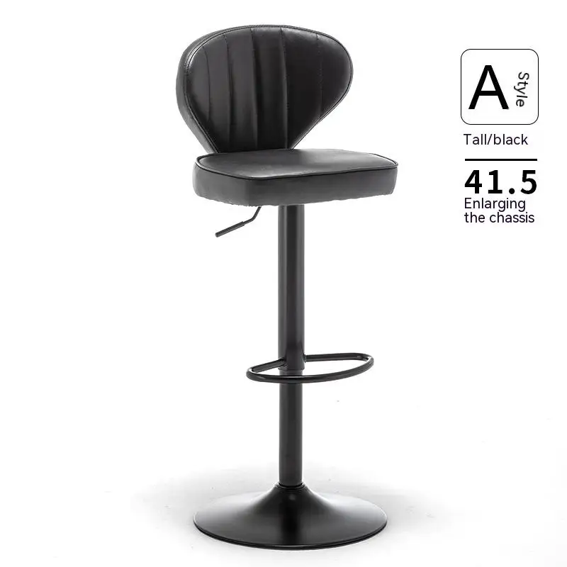 Simple Style Backrest Bar Chair Pu Leather Waterproof Adjustable Height Chair Bar Stools For Kitchen Hotel Bar Home
