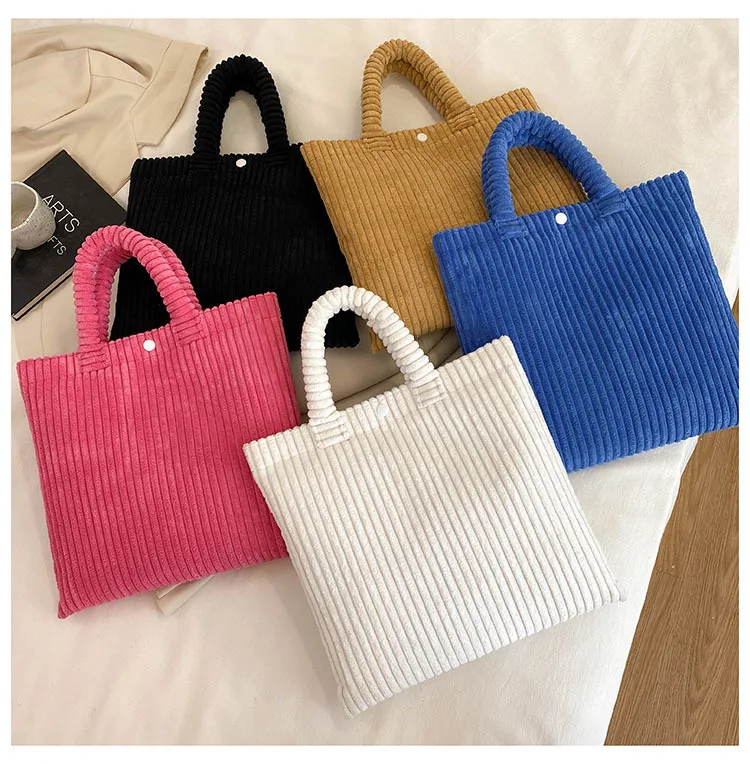 Handbags Wholesale Ladies Purses and Handbags Luxury Women Large Corduroy Tote Bags With Custom Printed Logo