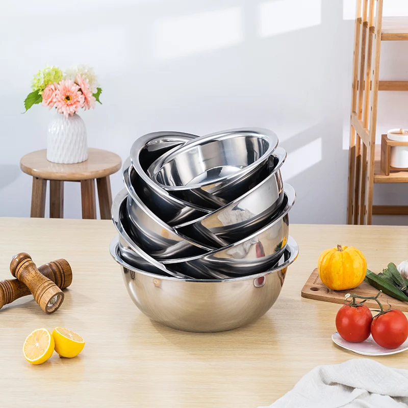 Wholesale Mixing Bowl Kitchenware Stainless Steel Mixing Deep Salad Bowl Set Washing Vegetables And Fruit Basin
