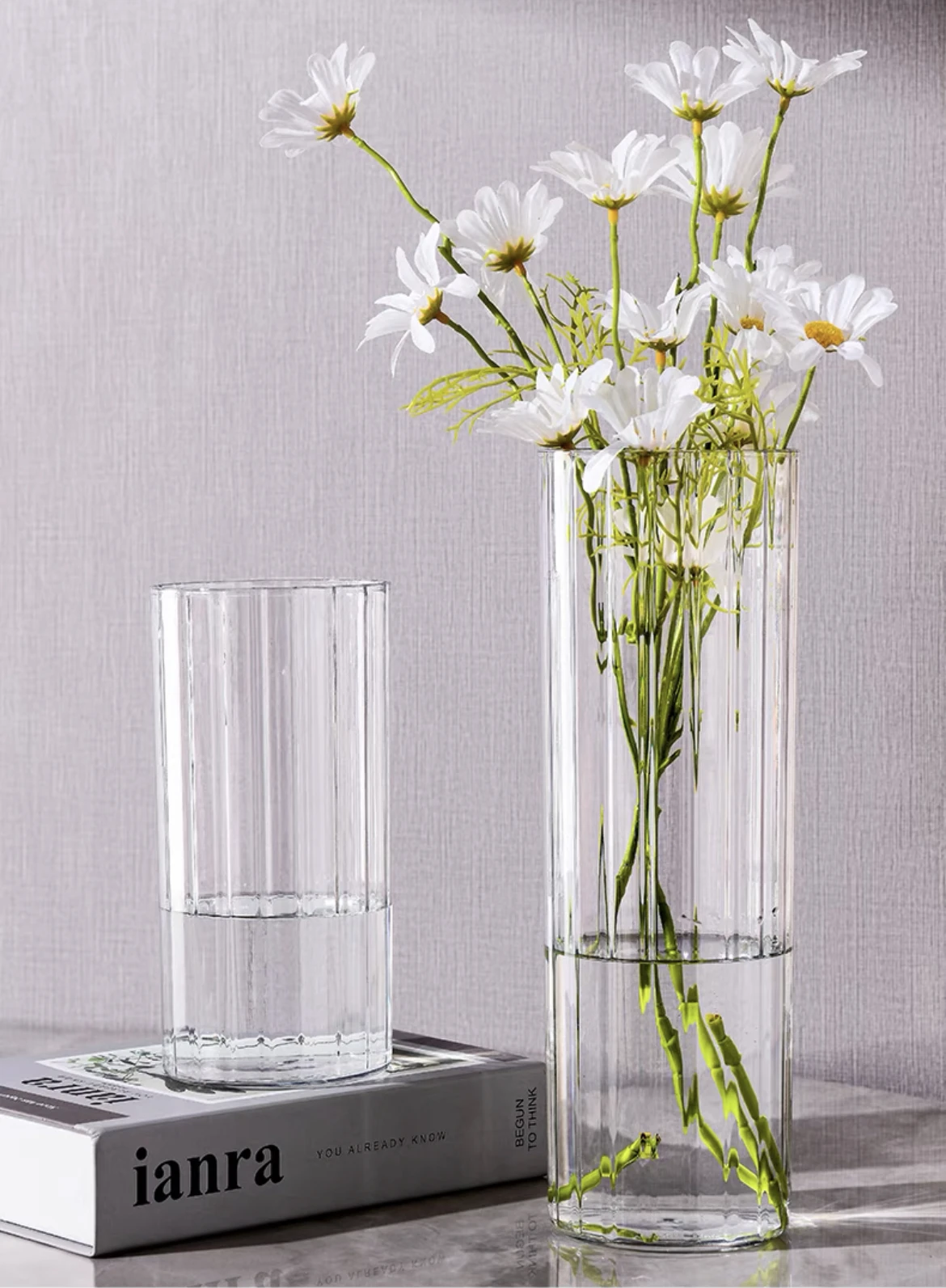 Wholesale Clear Square Plastic Cylinder Decorative Bouquet Cylinder Centerpiece Acrylic Flower Vase