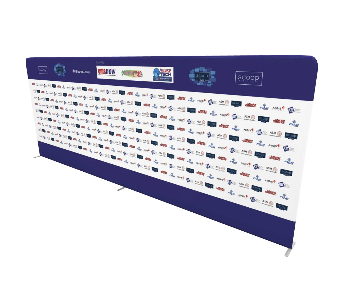 2023 Popular 8ft Tension Fabric Media Backdrop  Aluminium Alloy Dye-Sublimation Banner with Colors and graphics hold sharp Walls