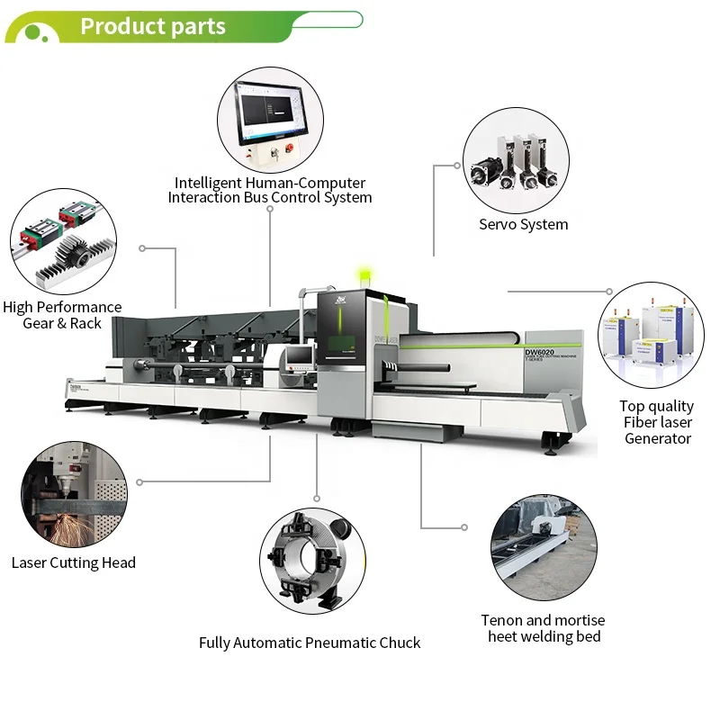 Intelligent Metal Bevel Pipe Laser Cutting Machine 3d Five-Axis Processing 1kw 3000w 3 Chuck Bevel Laser Pipe Cutter Manufacture