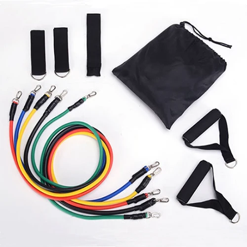 High Quality 11Pcs Latex Resistance Band Bands Set With Foam Handles For Abs Exercise Workout Fitness Kits