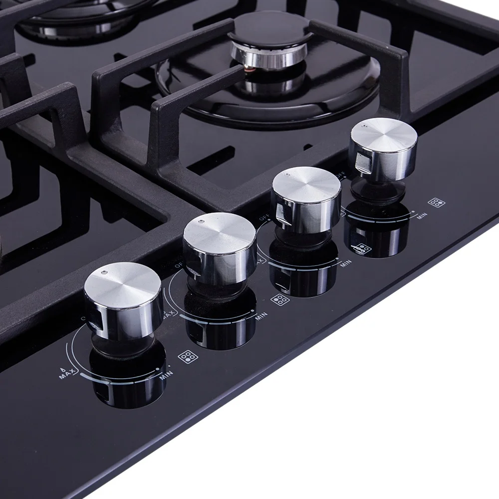 In stock kitchen glass top stainless steel built-in 4 burner gas ceramic cooktop other gas stove cooktops for home