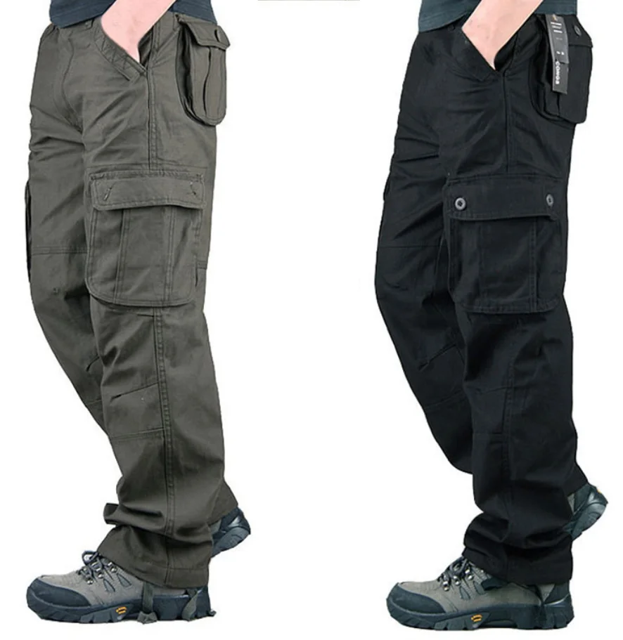 Брюки-карго мужские камуфляжные тактические штаны много карманов повседневные Прямые в стиле хип-хоп