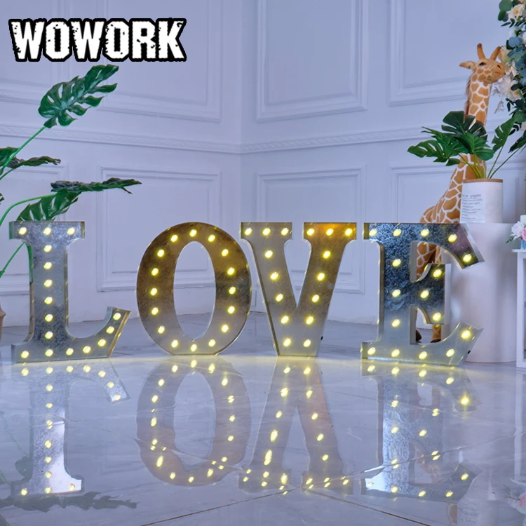 WOWORK большие гигантские 3 фута 4 металлические винтажные оцинкованные буквы цифры для украшения дома свадьбы вечеринки