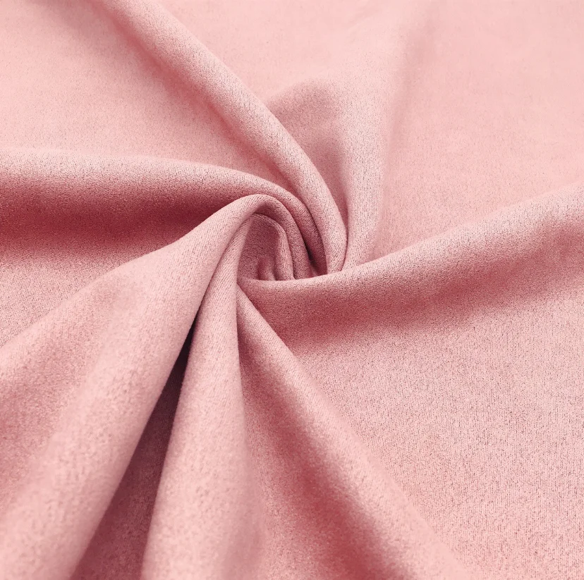 
spandex pink color scuba suede fabric for windbreak 