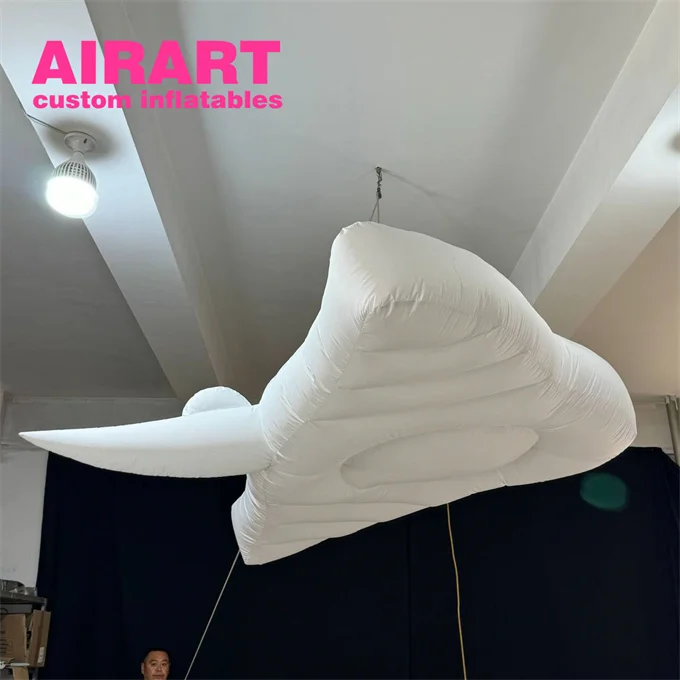 Interior decoration inflatable sea themed fish, white inflatable manta rays for display