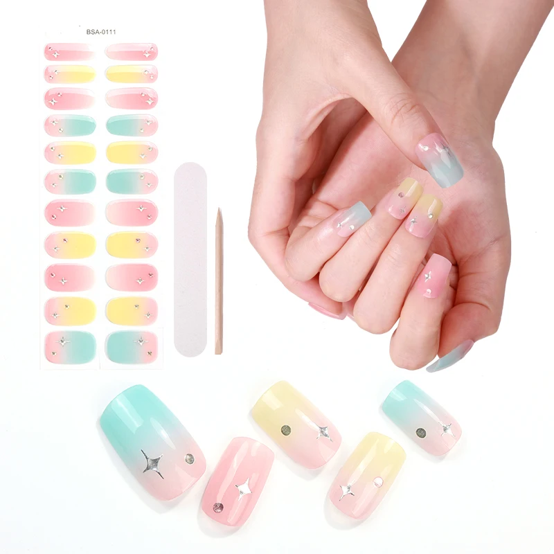 Latest design promotional luxury 3D rhinestones shiny charm ornament No-bake gel nail sticker