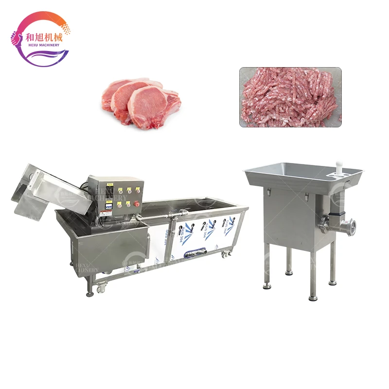 Automatic Meat Slicer Fresh Meat Bubble Washing Machine Mince Meat Machine Pork Washing Cutting Machine