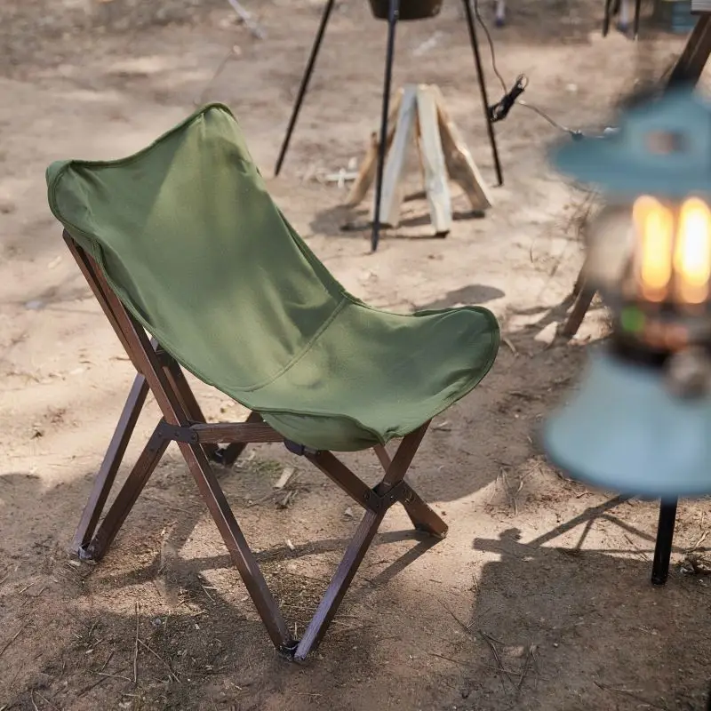 Wholesale Portable Outdoor Travel Camping Picnic Beech Wood Folding Chair With Removable Canvas