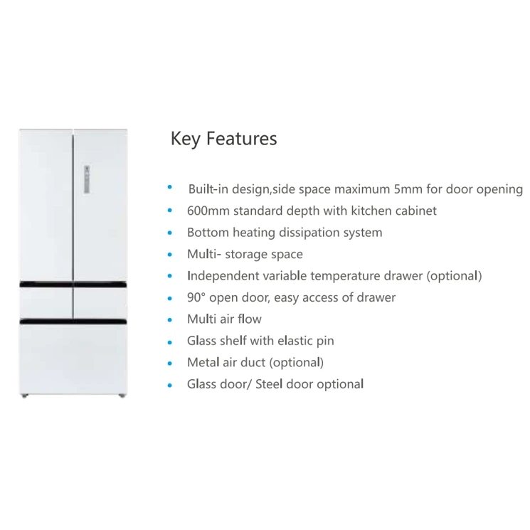 424 Liters Home Refrigerator High Quality Inverter French Door Refrigerators Air Cooling Frost Free OEM Fridge Refrigerator