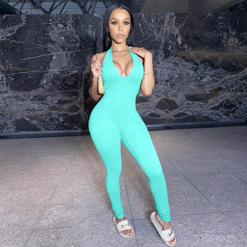 
Fashion Streetwear Sexy Sleeveless Skinny Bodycon Casual Long Women One Piece Jumpsuits and Rompers 