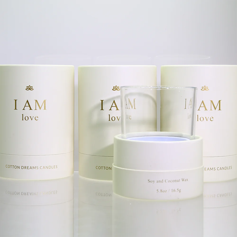 Custom Cardboard Container Handmade Soy Wax Private Label Luxury Candle Glass Jar Box Tube Packaging for Cosmetics