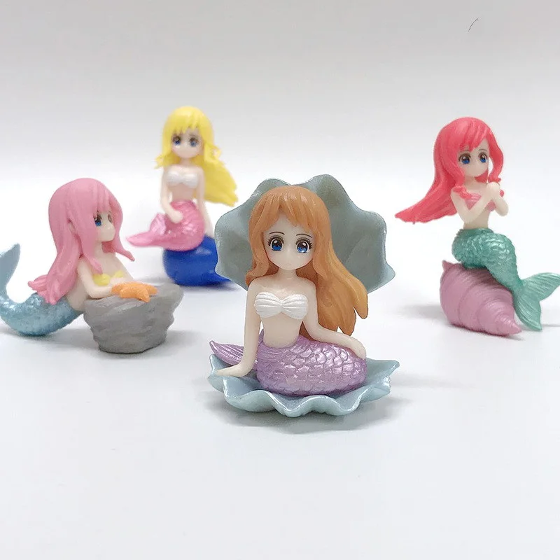 figurines Home Aquariums Fish Tank Decor Micro Landscape Ornaments Plastic Figure Girl Seashell Mermaid