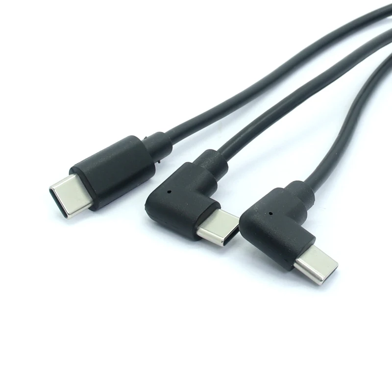 Custom Made Type C Male to Dual Right Angle L Shape Connector Type C Male *2 Splitter Y Shape Cable 2 in 1