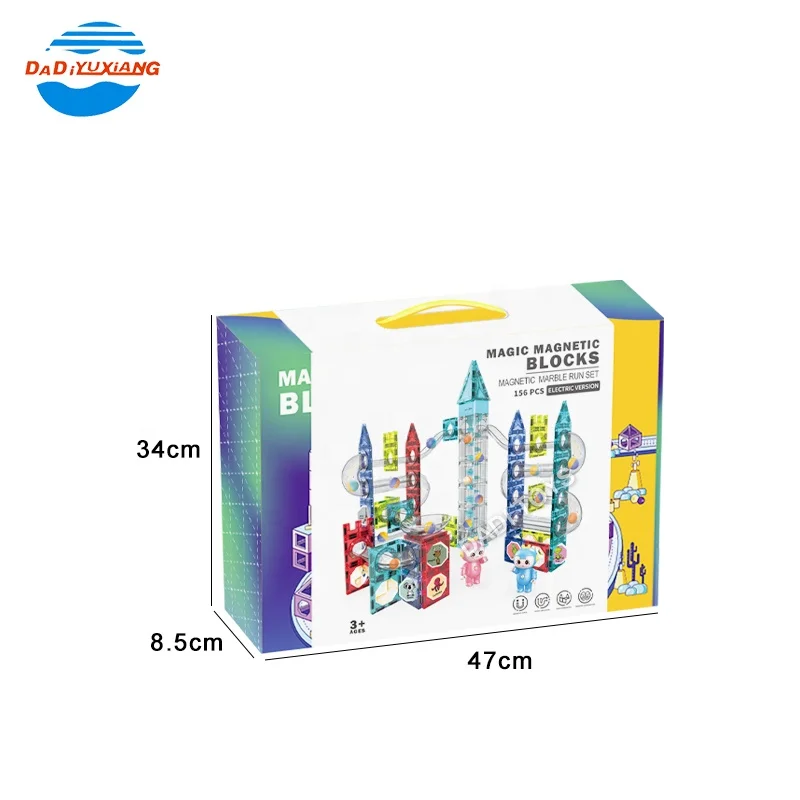 Hot Selling Plastic Advanced Technical Plastic Building Block For Kids,Stem Electronic Light Roll Ball  Magnetic Block Sticks