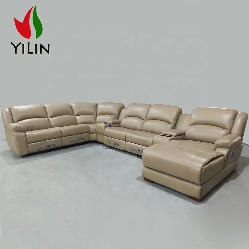R808#2 Home Sofa Leader Living Room Real Leather Recliner Sectional Large Recliner Sofa