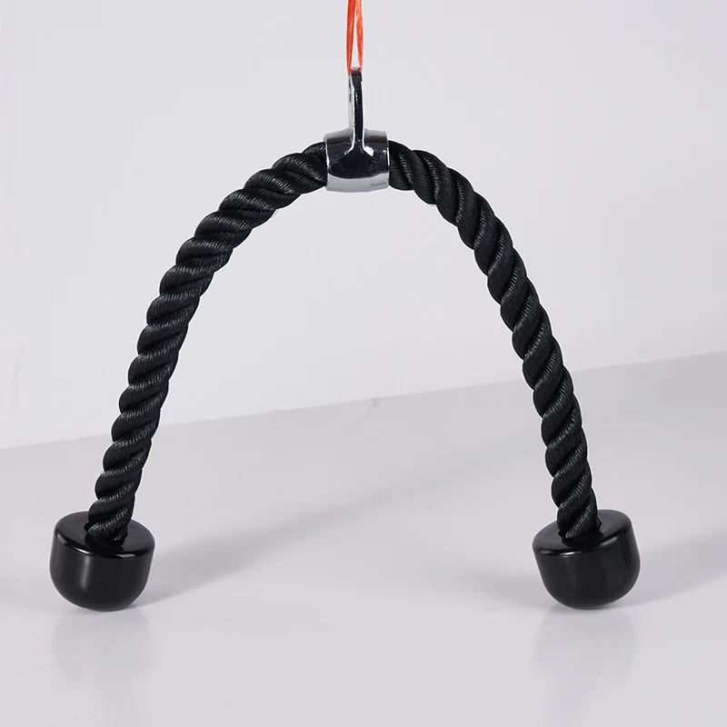 TELLUS Tricep Press Down Rope Fitness Attachment Cable Machine Pulldown Heavy Duty Coated Nylon Rope with Solid Rubber End