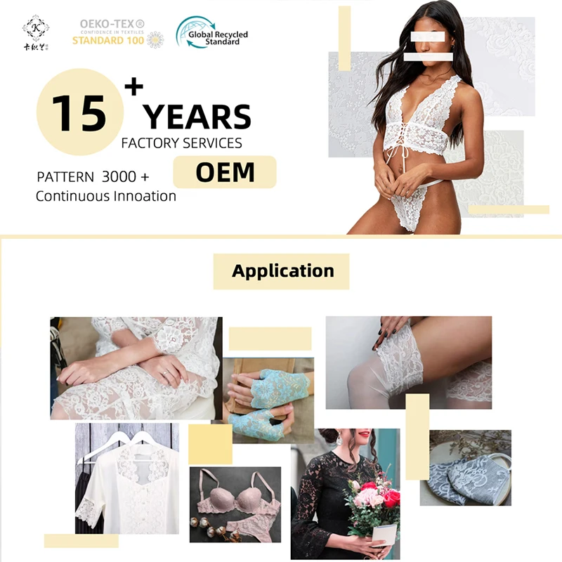 Wholesale White Spandex Trimming Fabric Embroidered Elastic Border Lace Trim Underwear Dresses Clothing