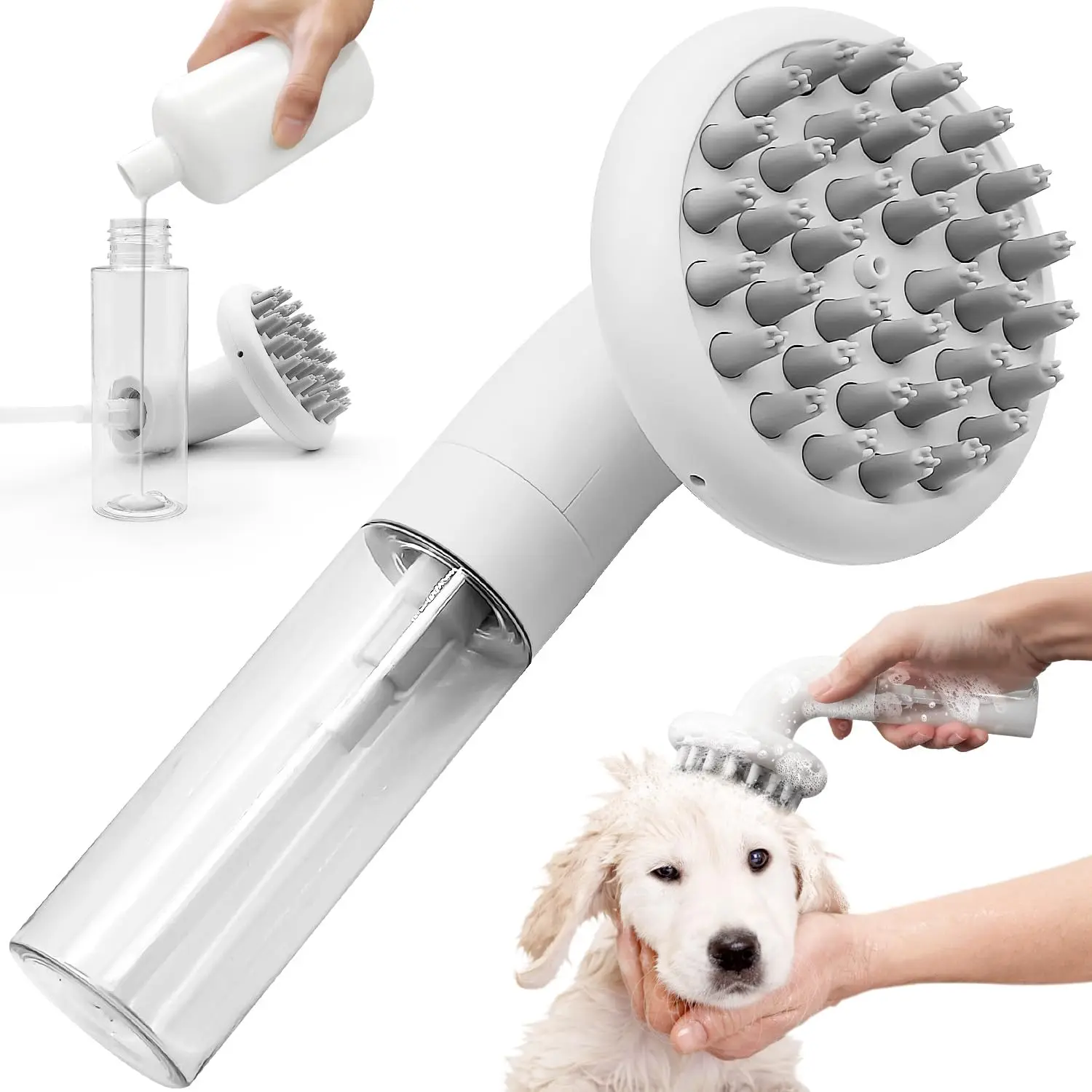 Customized 3 in 1 Bathroom Cat Dog Pet Bath Brush Massage Brush Soft Silicone Pet Grooming Accessories for Dogs Shower