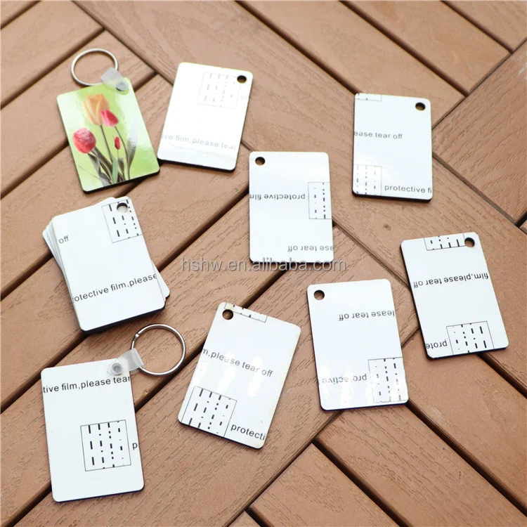 Wholesale Printable Rectangle Keychain Wood Key Holders Double Side MDF Keychain Blank Sublimation Key Chain