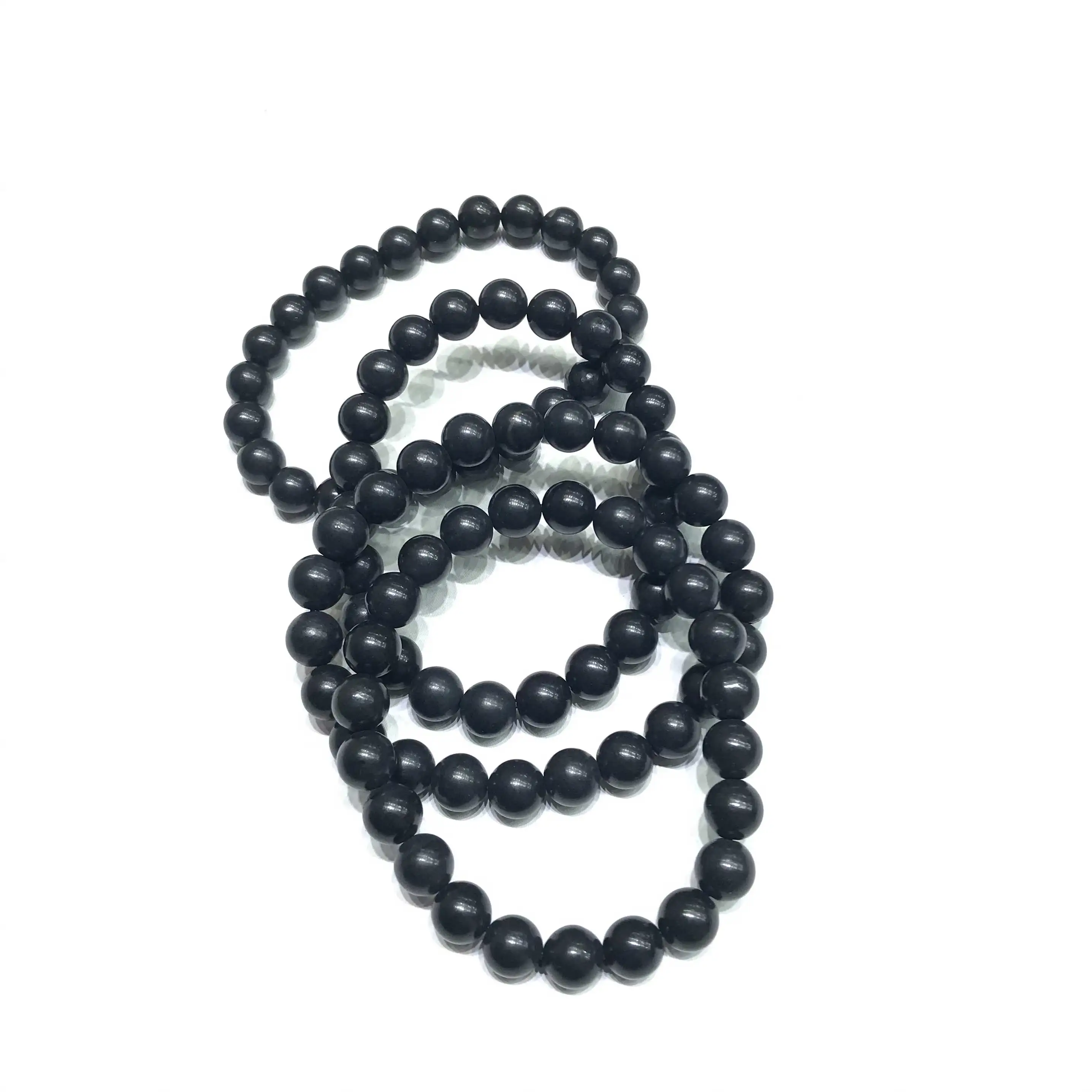 Wholesale Natural Gray Black Shungite Bead Gemstone Crystal Bracelet For Decoration