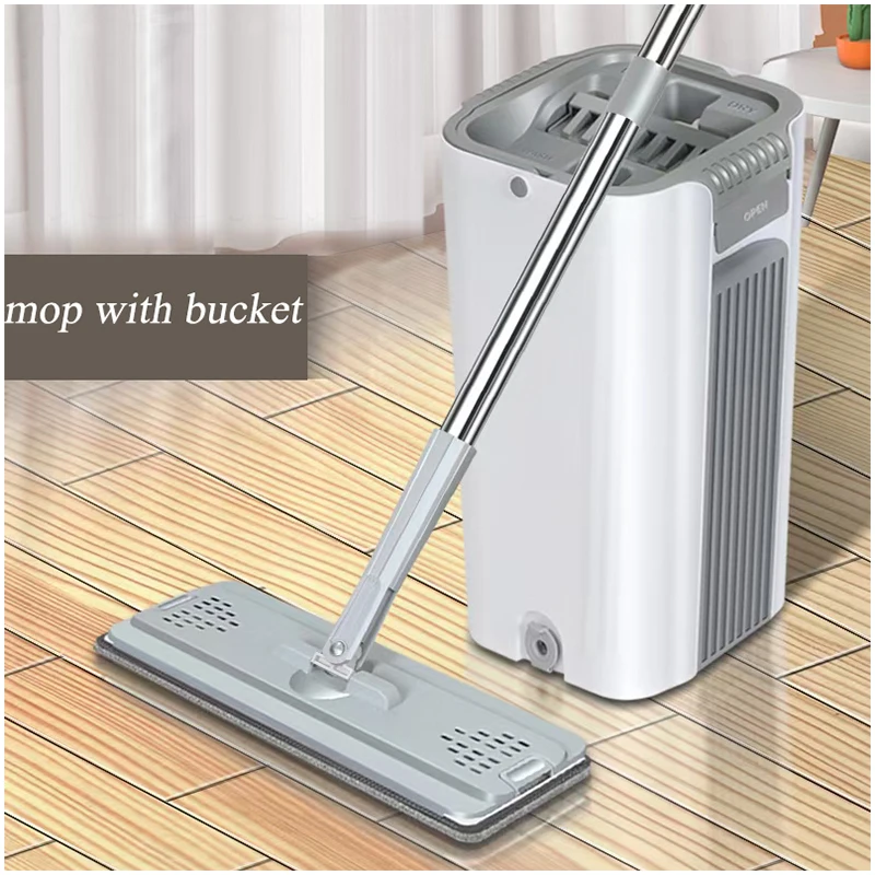 Hand Squeeze Scrapers Mop Bucket with Drainer Best Flat Mop
